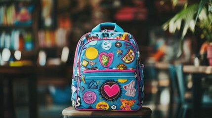 Colorful Backpack with Patches