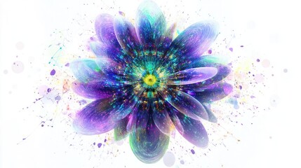 Obraz premium flower with swirling colors and geometric shapes, creating a mesmerizing effect. The flower appears to be in a state of transformation,