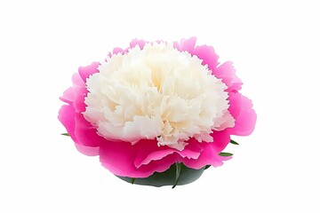 Beautiful and Delicate Peony Flower with Vibrant Pink and Soft White Petals on a Fresh Green Leaf Surface for Floral Arrangements and Decoration