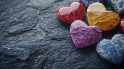 Heart Shaped Stones on Slate