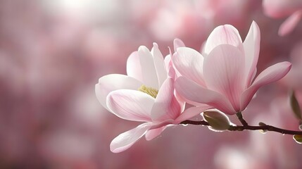 Obraz premium Pink Magnolia Flower Blossom Close up