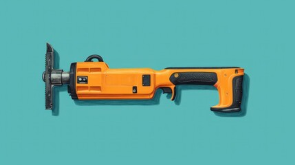 Orange Power Tool on Teal Background