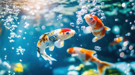 Koi Fish Swimming in Aquarium