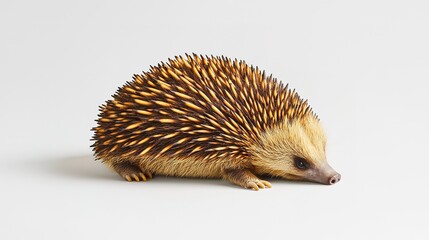 Obraz premium Spiky echidna curled up on a white background