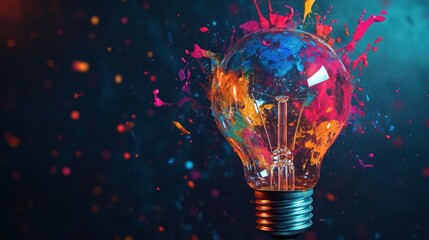 Bright Idea Concept with Paint Explosion
