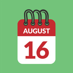 August 16 Calendar icon vector illustration.