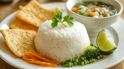 Rice Meal with Lime and Vegetables