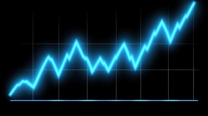 Fototapeta premium Digital Chart Displaying Price Movements of Stocks with a Vibrant Neon Blue Graph on a Dark Background for Financial Analysis and Insights
