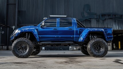 Blue Monster Truck With Big Tires