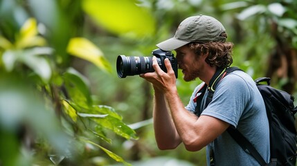 A photographer captures the beauty of the rainforest.