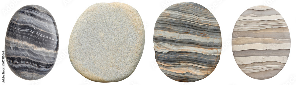 Poster smooth polished stones with unique patterns and textures suitable for various decorative and artisti