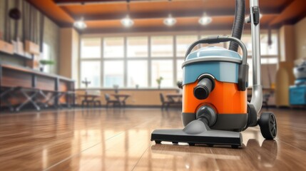 Orange Vacuum Cleaner on Wood Floor