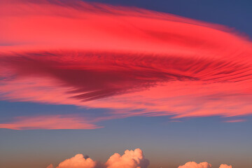 close up red cloud on sky