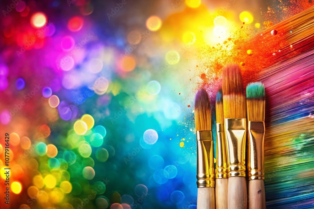 Poster artistic paintbrush sketch with copy space for creative projects and designs featuring vibrant color