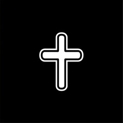 Fototapeta premium Cross icon on black background, minimalistic design.