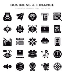 Business & Finance elements. Glyph web icon set. Simple vector illustration.