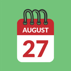 August 27 Calendar icon vector illustration.