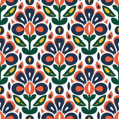 Bold Red and Green Pattern with Stylized Floral Motifs for Eye-Catching Backgrounds