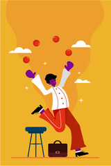 Clown Vector Illustration and Cartoon