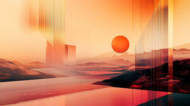 Simplicity meets sophistication: professional color grading and cinematic post-production on abstract images with warm, earthy colors and realistic designs, generative ai. Cinematic. Illustration