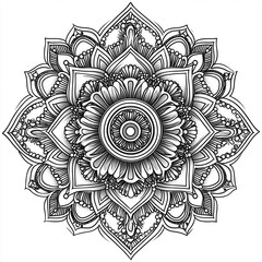 Circular pattern in the form of a mandala. Henna tatoo mandala. Mehndi style. Decorative pattern in oriental style. Coloring book page.
