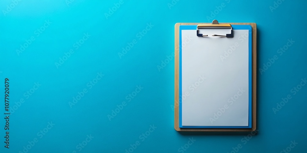 Poster blank clipboard on a blue background: perfect for presentations, notes, or creative projects with am