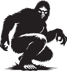 Obraz premium Bigfoot silhouette crouching in a defensive pose