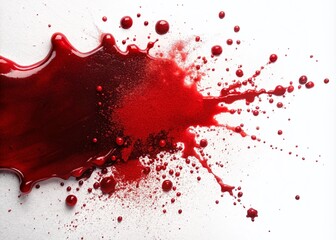 Blood Stain on White Background with Copy Space for Medical and Crime Scene Use, Ideal for Illustrating Blood Analysis, Forensic Investigations, and Graphic Designs