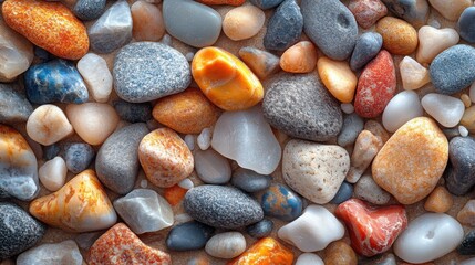 Close-up of golden beach sand with small pebbles creating a warm, inviting coastal vibe