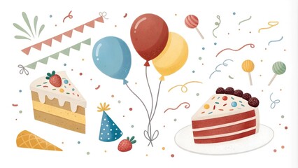 birthday cake with balloons