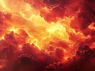 Billowing red and orange smoke clouds against a pitch-black background, creating a dramatic and abstract effect with intense contrast.