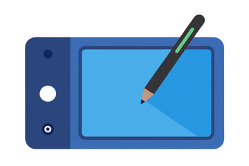 Graphic Tablet and Stylus | isolated vector illustration on white background