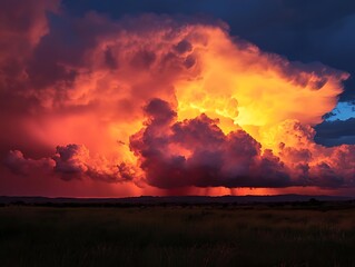 Billowing red and orange smoke clouds against a pitch-black background, creating a dramatic and abstract effect with intense contrast.