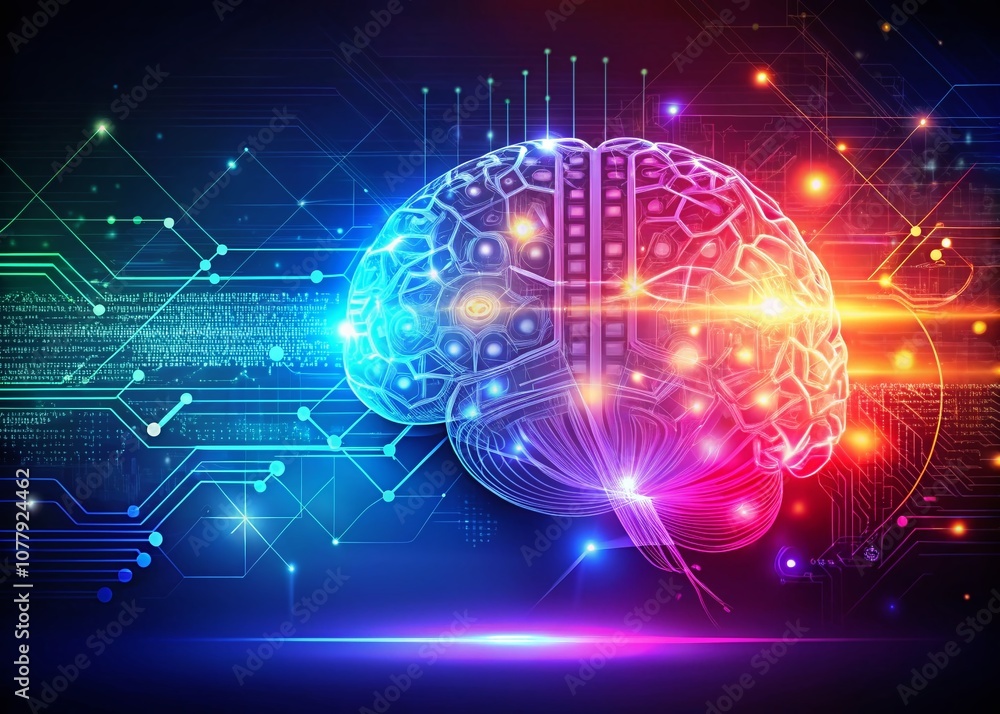 Aufkleber captivating ai brain concept in scientific style with ample copy space for text or design, perfect f