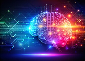 Obraz premium Captivating AI Brain Concept in Scientific Style with Ample Copy Space for Text or Design, Perfect for Wallpaper, Posters, Banners, and Cards in Modern Digital Aesthetics