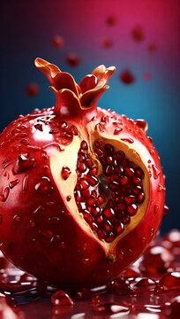 pomegranate with drops