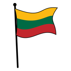 Lithuania Flag Sticker Template on Pole. Editable Vector EPS for Mockup, Logo, Icon Use. Isolated Simple Design on White Background