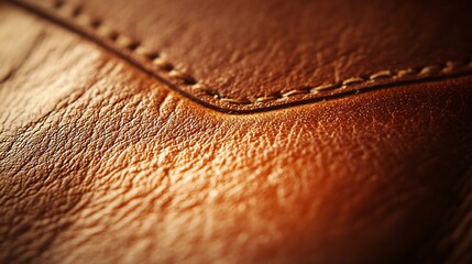 Closeup of a classic brown leather wallet highlighting the smooth premium cowhide texture and warm elegant tones  This accessory exudes a sense of luxury and refined style