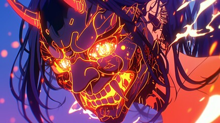 Fototapeta premium Demon Mask with Glowing Eyes