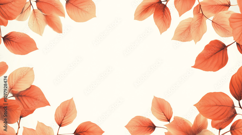 Poster autumn leaves surround an empty space for text or design on a light background