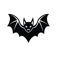 A sleek vampire bat icon in vector silhouette style, showcasing sharp wings, pointed ears, and a subtle menacing look. Perfect for spooky themes, logos, or Halloween designs.