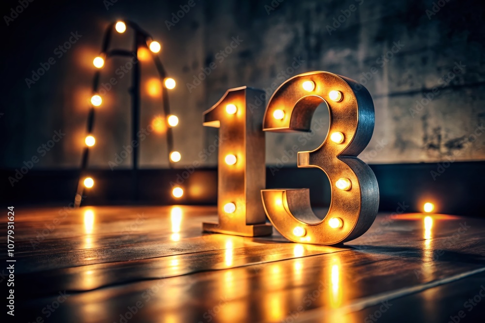 Poster captivating low light photography of the number 13 in an artistic setting with shadows and highlight