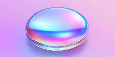 Fototapeta premium 3D abstract planet in space with stars clouds night holographic iridescent glossy glass texture in futuristic background. cyberpunk solarpunk disco musical club bar psychedelic pink purple blue shiny 