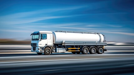 White Tanker Truck on the Highway