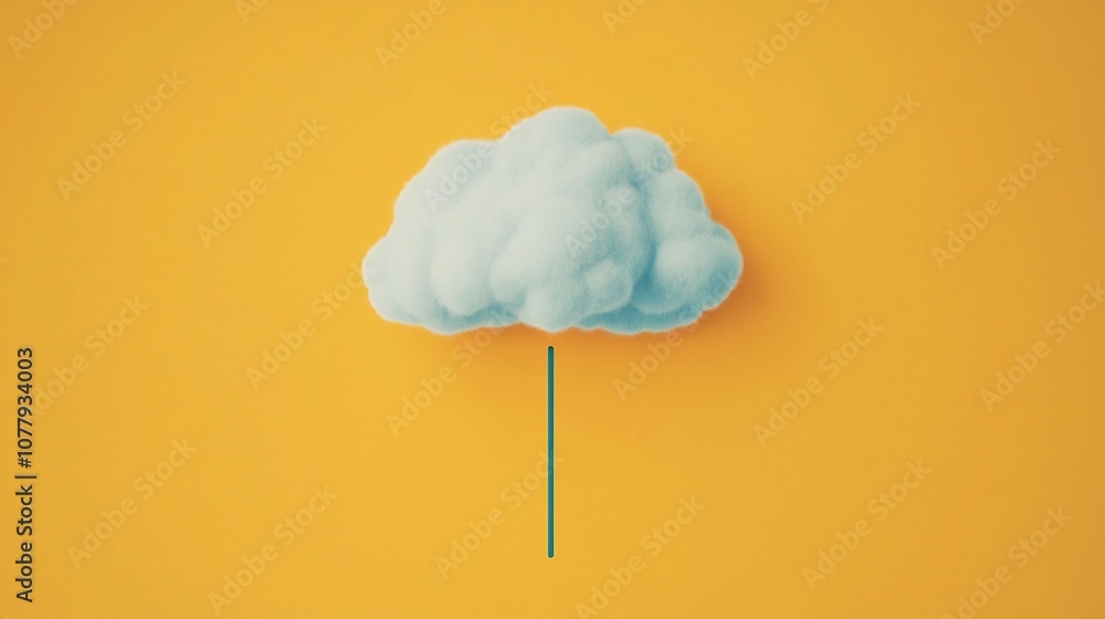 Poster whimsical brain shaped cloud against a bright yellow background symbolizing the intersection of inte