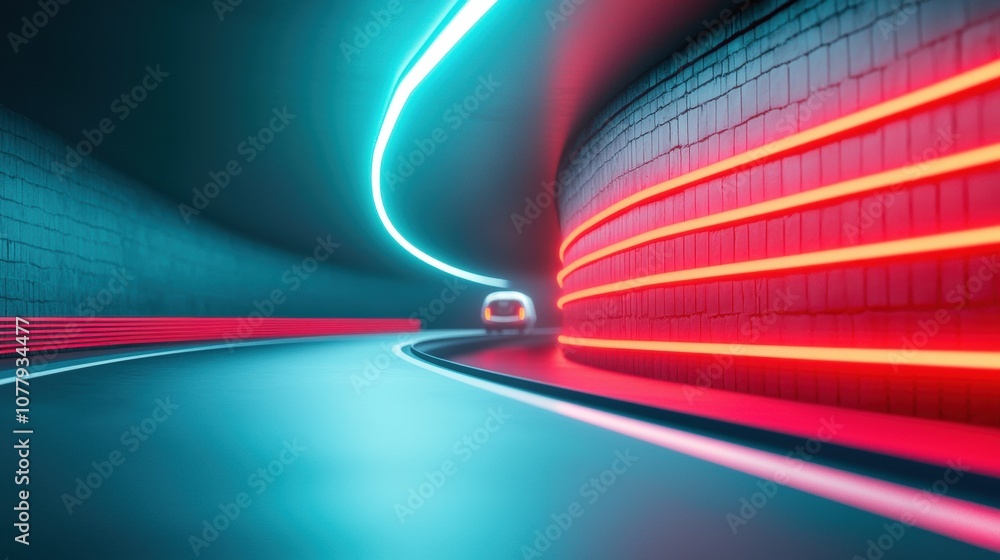 Poster a hyperloop capsule entering a brightly lit tunnel with a minimalist design, emphasizing the smoothn