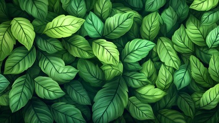 Fototapeta premium green leaves in varying shades, arranged in a seamless pattern