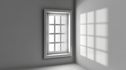 Fototapeta premium Realistic Window Light and Shadow - a striking and atmospheric visual. The interplay of light and shadow creates a dynamic and inviting ambiance, enhancing the realism of the scene.