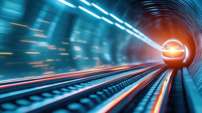 A close up of the magnetic levitation system on a hyperloop capsule as it glides effortlessly through a tunnel.