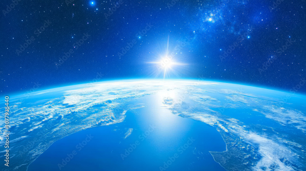Canvas Prints 3d planet earth in space universe with shiny star dark blue technology science background with copy 